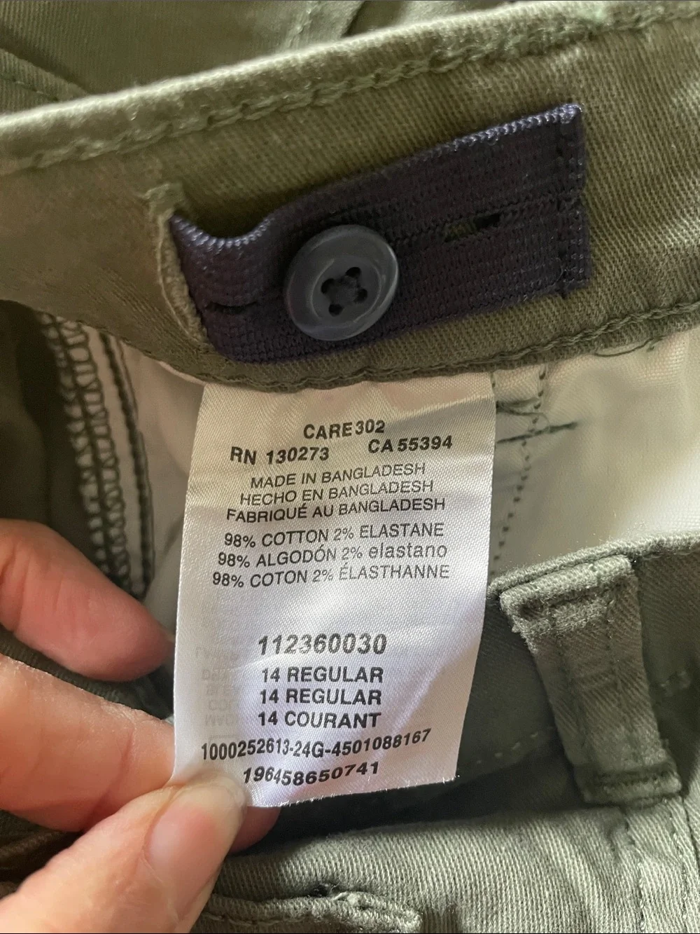 WRANGLER Boys Green Cargo Pants Adjustable Waist NWT 14 Regular